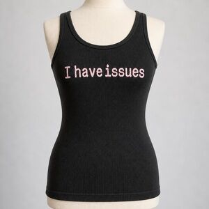 Y2K Graphic Babydoll Tank, Black, Size S, Indie Sleaze, Bratty, DiveBar